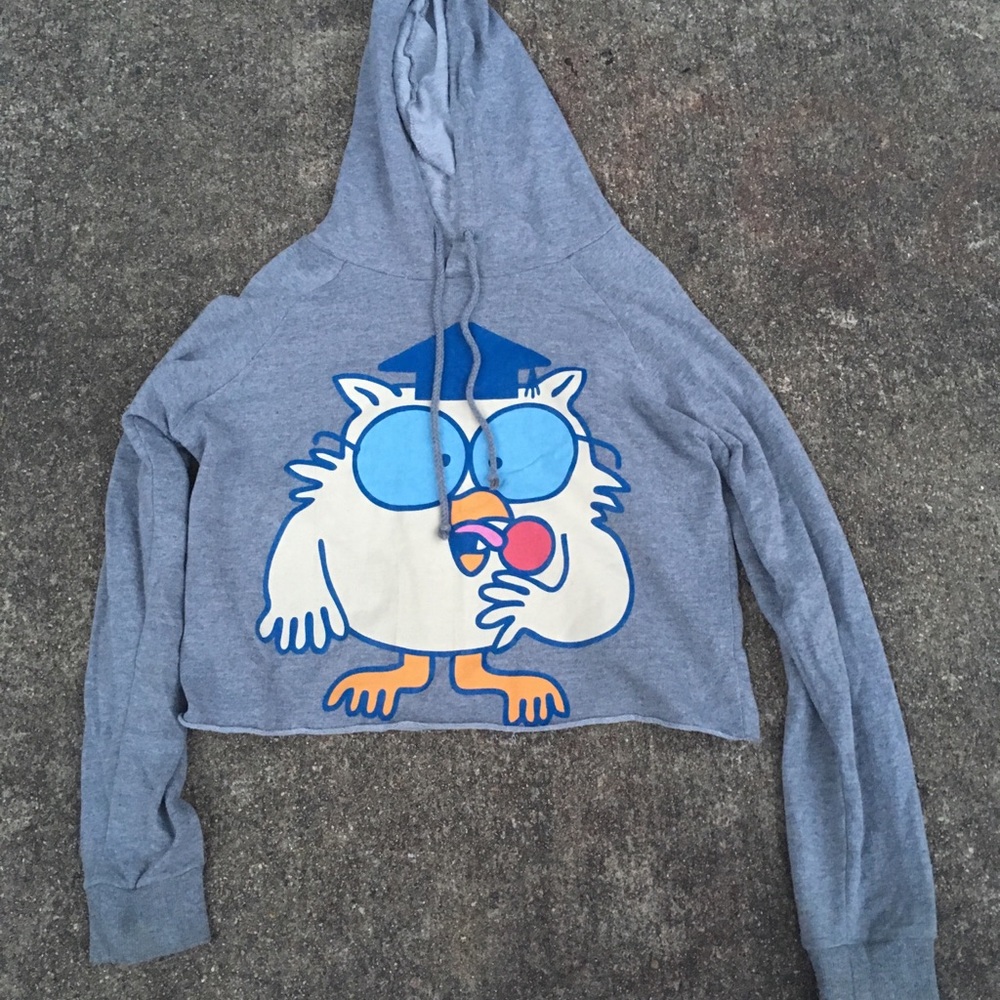 Tootsie Roll Medium Cropped Mr. Owl Hoodie NWOT